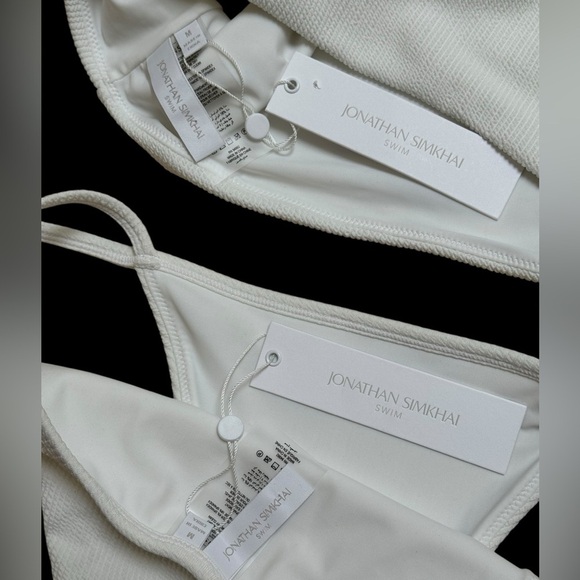 JONATHAN SIMKHAI Sz M Bikini off white ribbed one shoulder swimsuit New NWT - Picture 4 of 5